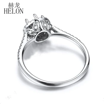 HELON Solid 10K Aur Alb 4.5 -5.5 mm Tăiat Rotund Reale Diamante Naturale Semi Muntele Logodna Nunta Setare Inel Cadou Bijuterii