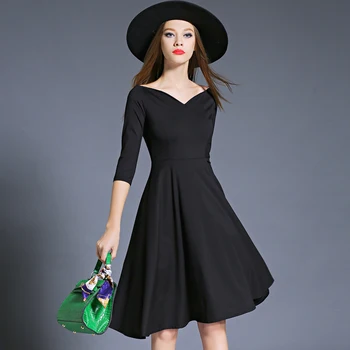 Hepburn Femei Elegante Rochii De Partid Vestidos Mujer 2018 Kleider Damen Toamna Dashiki Little Black Dress Dames Jurken K8849
