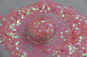 HI-7 forme de Inima Perlate Irizate Culori Roz confetti paiete cu sclipici pentru unghii DIY decorare 1pack=50g