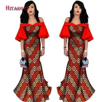 Hitarget 2017 Toamna Africane rochii pentru femei Dashiki Ankara Îmbrăcăminte Tradițională Batic Ceara de pe Umăr Maxi Rochie WY2260