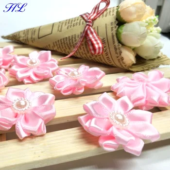 HL 20buc 35mm panglica Roz pearl floare handmade flori decoratiuni de nunta cusut de aplicatii de BRICOLAJ îmbrăcăminte accesorii de par A116