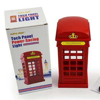 Hot Nou Sosire Design Elegant Retro Londra Telefon Booth Design USB Reîncărcabilă LED Touch Lumina de Noapte Lampa