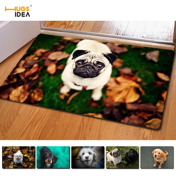 HUGSIDEA Non-alunecare de Acasă Covor pentru Camera de zi Dormitor Bucatarie 3D Creative Animal Pug Câine Model Tapetes Covoare 40*60cm Preș