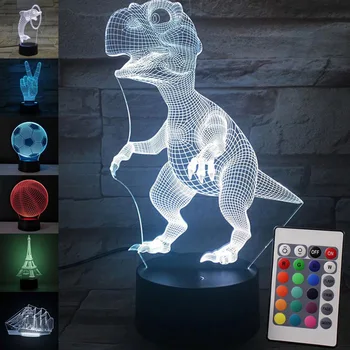 Iluzia 3D Led Lampă de Dinozaur Fotbal Eiffel 7 Culoare Decor Lumina de Noapte Touch Dormit Veioza Lampa de Masă Băieți Cadouri