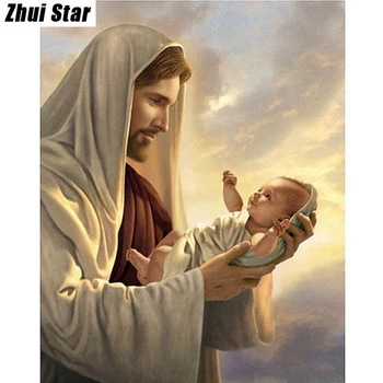 Isus copil 20x25 Gherghef Broderie Piața de Bricolaj Diamant Pictura Burghiu Stras Complet Lipite Model Decor Tablouri