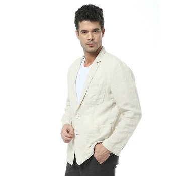 Italia brand sacou alb bărbați primăvară maneca lunga lenjerie barbati jacheta de in pur îmbrăcăminte de modă jachete barbati casual jaqueta masculina