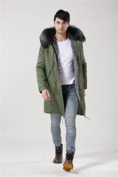 Italia design iarna stil de îmbrăcăminte de sex masculin cald Dl Dna blana gri real blană de raton guler blana barbati capota blana hanorac