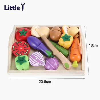 J Copii Din Lemn De Tăiere Bucătărie Set Jucarii Copii Pretinde Juca Legume Fructe In Miniatura Alimente Copil De Educație Timpurie De Lemn Jucărie