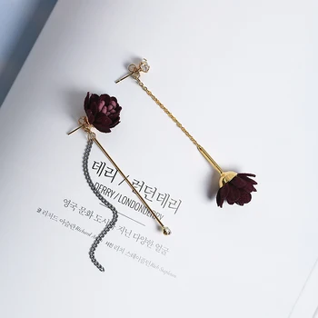 Japonia și Coreea de Sud sunt elegant temperament dulce asimetrice Cercei burghiu lung stil popular earbob flori de sex feminin