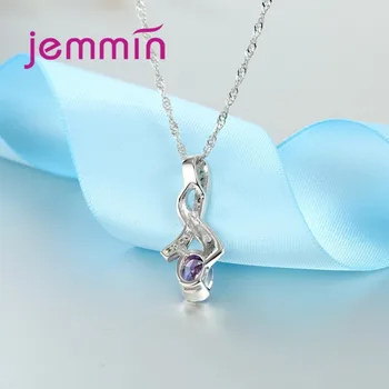 Jemmin Formă Geometrică Alb Opal Oval Cristal Colier Pentru Femei Argint 925 Pandantive Coliere Bijuterii De Nunta
