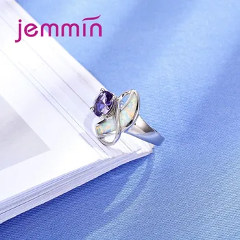 Jemmin Lux Alb Opal De Foc Inele De Nunta Fine De Argint 925 Cristal Austriac Logodnă, Aniversare Deget Inelul Bijoux