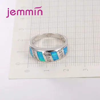Jemmin Vânzare Fierbinte 925 de Bijuterii de Argint pentru Bărbați/Femei de Moda Inel de Bandă Largă Foc Albastru Opal Inel de Nunta pentru Par