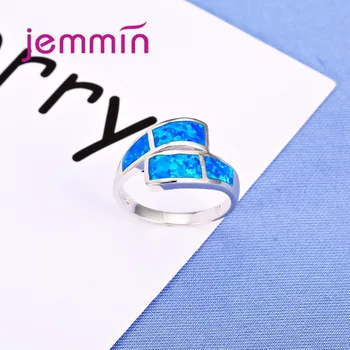 Jemmin Vânzare Fierbinte Femeie Inele Albastru Opal Argint 925 sterling Inel Bine Cupluri de Nunta Jewerly Pentru Cadou de Ziua Îndrăgostiților dimensiune:6789