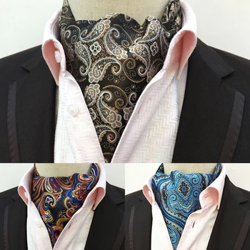 JEMYGINS Oameni de Calitate Ascot Gât cravata Vintage Paisley Floral Jacquard de Mătase, Cravată Cravată Cravată Scrunch Auto stil Britanic Domn