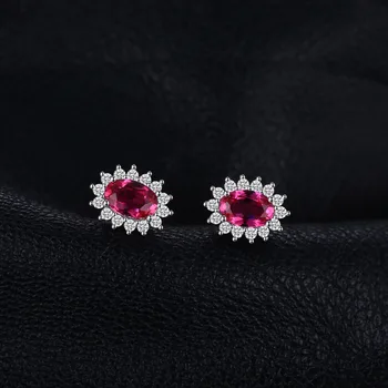 JewelryPalace Printesa Diana William cu Kate Middleton 1.5 ct Roșu Creat Ruby Stud Cercei Argint 925 Bijuterii Fine
