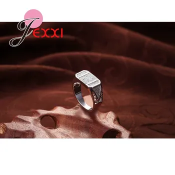 JEXXI Alb Stras Zircon Femei 925 Inoxidabil Inel Argint Moda Geometrice Tăiate Bijuterii Petrecere de Logodna Cadou