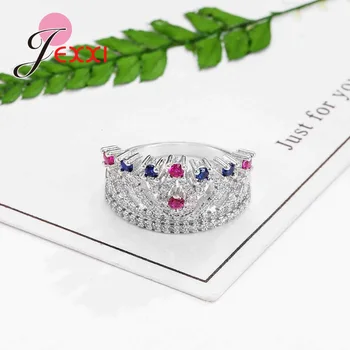 JEXXI Femei Mixte de Zircon Cubic Inele De Nunta Accesorii de Moda de Argint 925 Propunerea de Logodnă în Deget Inelul de Bijuterii