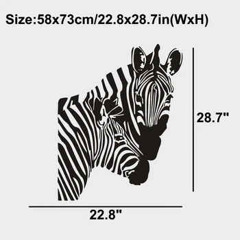 JJRUI Transport Gratuit Decor Acasă Pereche Africane Zebra Mama Copilului Vinil Autocolante de Perete Decalcomanii de Perete 22.8x28.7in