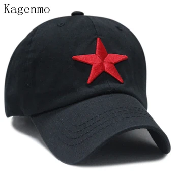 Kagenmo Spălat bumbac red star de baseball capac pentagrama broderie de agrement pălărie 6color 1buc brand nou sosiți