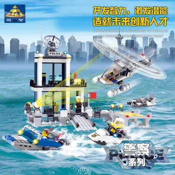 KAZI 6726 Secția de Poliție Blocuri Elicopter Barca Model Cărămizi Jucării Compatibil faimosul brand brinquedos Cadou de Ziua de nastere