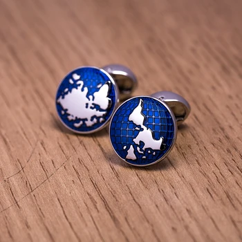 KFLK bijuterii harta lumii butoni pentru camasi barbatesti butonul albastru de înaltă calitate de brand de lux butoni de nunta transport gratuit