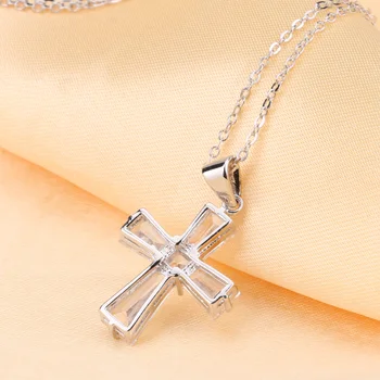 Kinel Lux De Zircon Cubic Cruce Coliere Pentru Femei De Culoare De Argint Pandantive Cruce Creștină Isus Accesorii Bijuterii