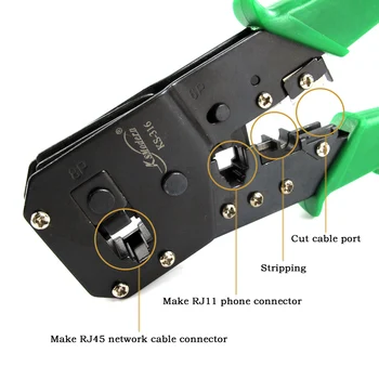 Ks-316 multi-scop modular clestele de sertizat rj45 rețea cleste sertizare cablu ethernet cleste rj11 telefon dual cleste sertizare