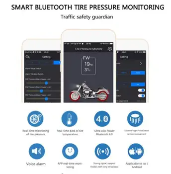KUNFINE Motocicleta Bluetooth Monitorizare a Presiunii în Anvelope Sistemul TPMS Telefon Mobil APLICAȚIE de Detectare a 2 Senzori Externi