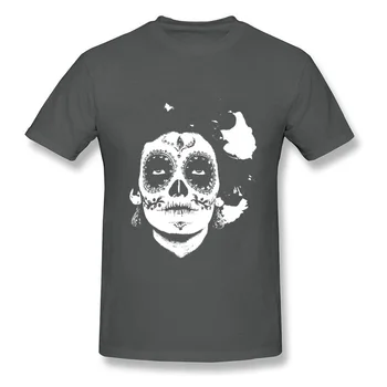 La Calavera de la Catrina Print Barbati Negru Alb T-shirt Mexic Stil Maneca Scurta O Gât Bumbac Tricouri Skull Design de Desene animate