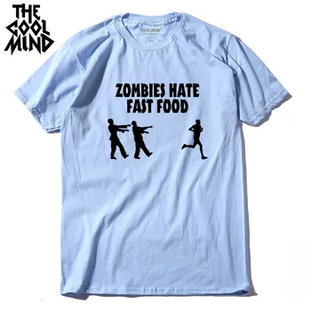 LA COOLMIND maneca scurta bumbac casual, o-neck loose zombi urăsc fast-food bărbați T-shirt crewneck rece amuzant mens T shirt