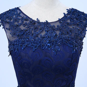 Ladybeauty Elegant, O-Neck Navy blue Aplicatii de Dantela Rochii de Seara Cristal Halat De Serată Longo Design vestidos de festa