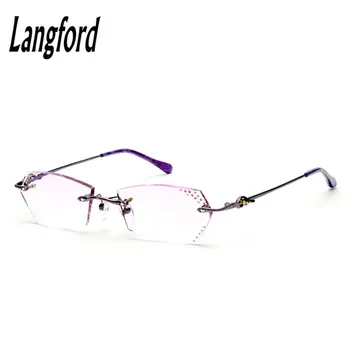 Langford femei ochelari fără ramă cadru optice, ochelari de lux Diamant tăiere lentile de ochelari fără ramă hand-made 030