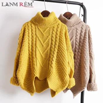 LANMREM toamna primăvara anului 2018 culoare solidă de vânzare fierbinte guler maneca lunga pulover tricotat ține de cald pulover femei M41003