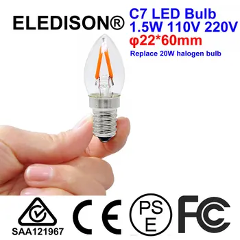 LED-C7 Bec E12 E14 1.5 W 110V 220V Sticlă Înlocui 15W Mini Edison Tavan de Cristal Pandantiv Bec Sare Lumină Frigider Lumină