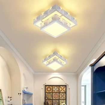 LED lampă de plafon Moderne Dublu lumina de cristal pentru acasă culoar, coridor, balcon bucatarie corpuri de Intrare AC90-260 reglaj alb
