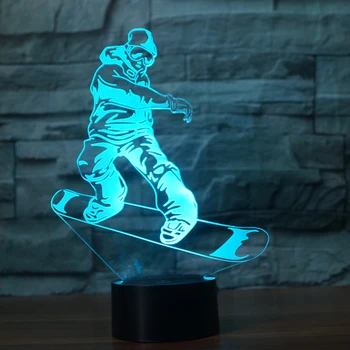 LED Snowboarding Lampă 7 Culori Schimbare de Lumină 3D Iluzie Lampa de Noapte Cadouri pentru Sport Gratuit Picătură Navă