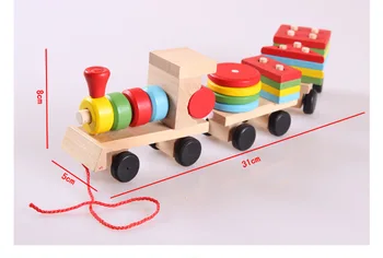 Lemn de trei tren Mic de asamblare Blocuri de Lemn de tren jucărie pentru Copii capacitatea de a învățământ Montessori jucării oyuncak