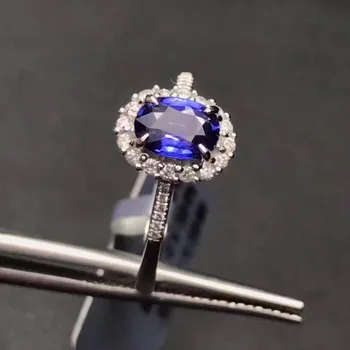Logodna Vintage Inel de Nunta pentru femei reale topaz albastru inel real 925 Masiv Sterling Argint bijuterii inel pentru doamna