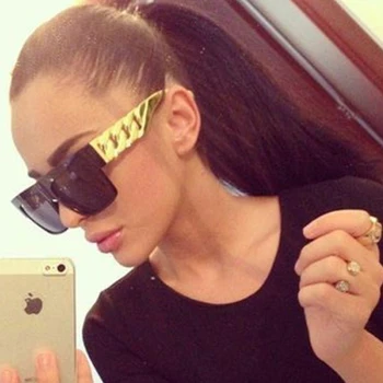 LongKeeper de Aur de Moda Lanț de Metal Kim Kardashian, Beyonce ochelari de Soare Vintage Hip Hop Ochelari de Soare Gafas De Sol UV400