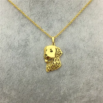 LPHZQH ridicata la modă Golden Retriever Pandantiv Colier drăguț pentru animale de Companie Cățeluș Bijuterii femei lanț colier argint cadou de culoare de aur