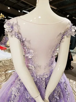 LS00207 abiti da cerimonia da sera flori 3D mâneci scurte scurta fata lunga spate rochii de seara 2018 abendkleider poze reale