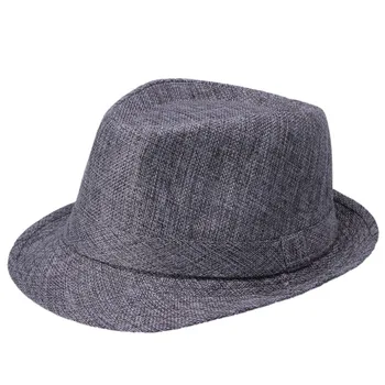 LUCKYLIANJI Primavara Vara Barbati Panama Cânepă Bowler Soarele de Vară pe Plajă Jazz Pălării Topee Capac Sunhat (Una Dimensiuni:58cm)