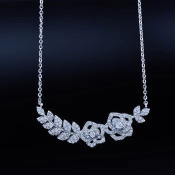 LUOTEEMI 2016 Coreea Moda Pandantiv AAA Cubic Zirconia Romantic Trandafirii Cravată Colier Pentru Femei cu Aur Alb-Culoarea de Bijuterii Bijoux