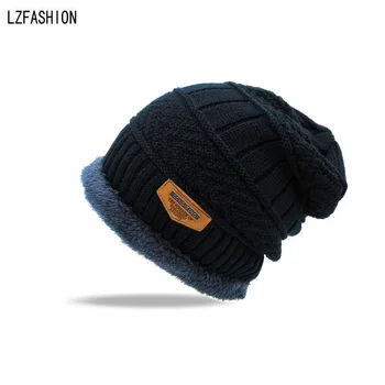 [LZFASHION] Moda de Iarnă Capac Tricotate Pălării, Căciuli Tricot Chelioși Capota Pălării Pentru Bărbați, Femei Căciulă de Blană Cald Lână Pălărie Plus Blana