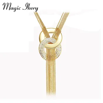 Magic Ikery Crescut de Culoare de Aur de Cristal ciucure boem colier lung pentru femei Bijuterii coliere moda pentru femei 2016 MK00002