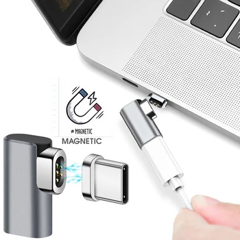 Magnetic USB C Adaptor Magnetic de Încărcare Rapidă 4.3 Un Unghi Drept USB Type C la USB C Încărcător Conexiune Converter pentru Macbook Pro