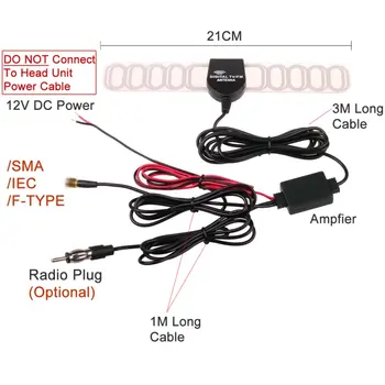 Masina Dash DVD Ftype IEC SMA Plug Analog TV Digital DVBT ATSC Antena cu Radio FM si DC Amplificator de Putere