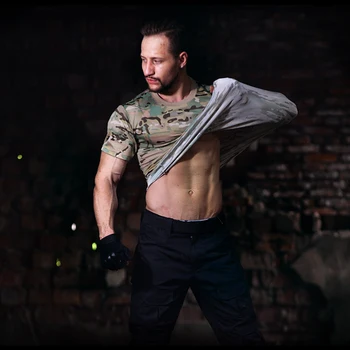 Mens de Compresie T-shirt SWAT Tactice Python Camuflaj Tee Shirt Hunter Armata Luptă cu Mânecă Scurtă Uscare Rapidă Haine