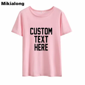 Mikialong Text Personalizat Aici Harajuku Tricou Femei 2018 Vara Largi, Din Bumbac Tricou Femme Alb Negru Tumblr Tricou Femei Topuri
