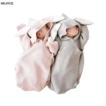 Milancel 2018 Pături Pentru Copii Nou-Născuți Pentru Copii Tricotate Acoperă Ureche De Iepure Scutece Baby Wrap Fotografie Iepurasul Stil De Schimbare De Scutece Wrap